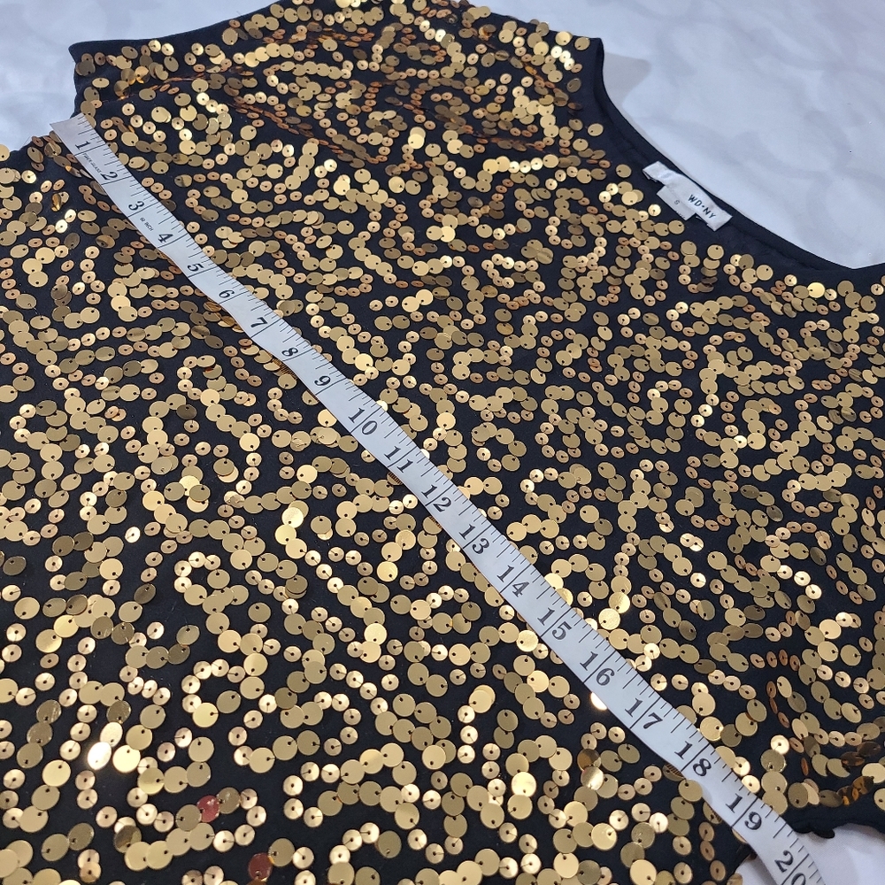 WD.NY Gold Sequin Cap Sleeve‎ Top NWT Size Small - Picture 7 of 10